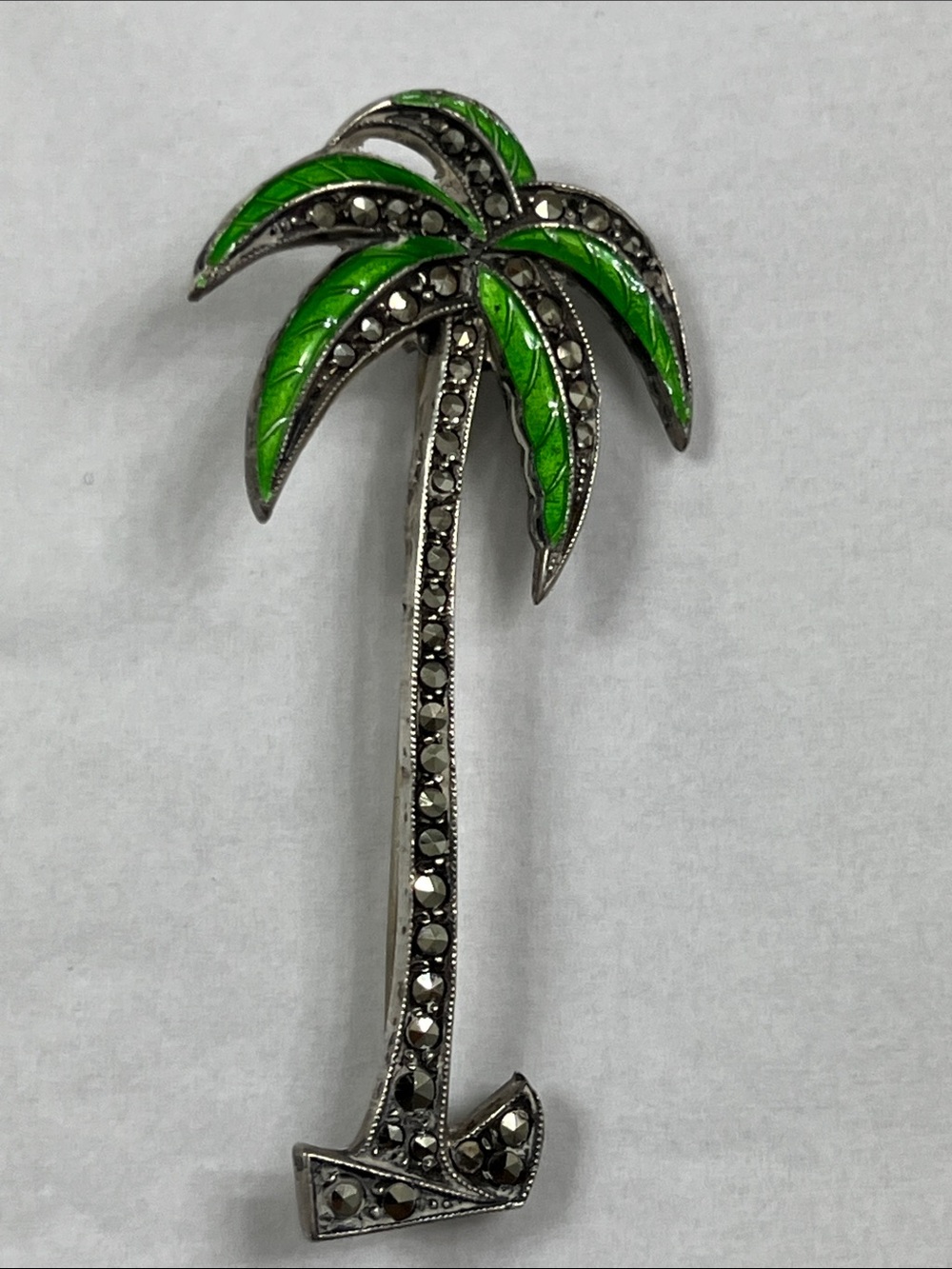 1930’s Palm Tree Sterling & Old Marcasites Broich - Picture 2 of 7